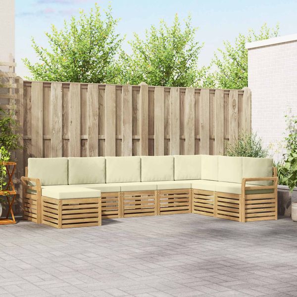 vidaXL Outdoor-Sofagarnitur 8 pcs Weiß und Creme 308 x 190 x 73 cm 3392315