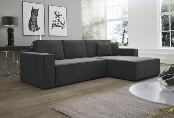 Ecksofa Schlafsofa Sofa CONOR Stoff Kronos Steel Morengo Ottomane Rechts