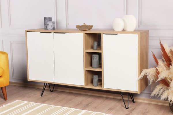 Konsole, 'Clara', 83 x 35,6 x 142, Eiche, Weiß