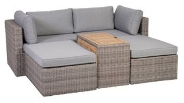 Greemotion Gartenlounge-Set Rattanlounge Outdoor [Olea] Rattancouch 4-Personen, (inkl. Auflagen), Farbe Grau/Rattan Bild 6