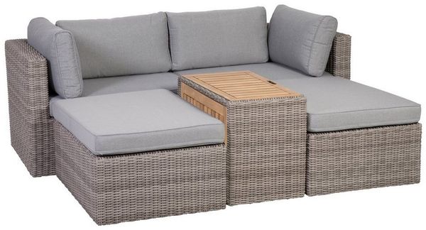 Greemotion Gartenlounge-Set Rattanlounge Outdoor [Olea] Rattancouch 4-Personen, (inkl. Auflagen), Farbe Grau/Rattan Bild 5