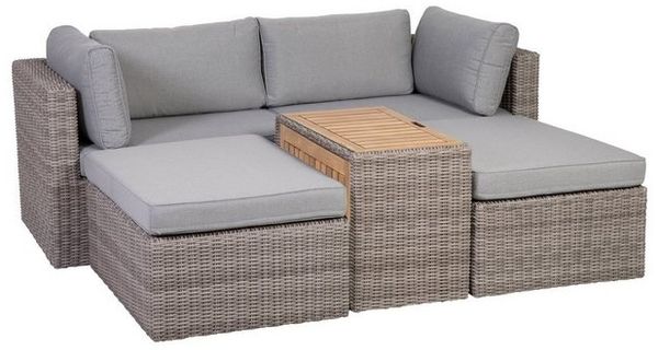 Greemotion Gartenlounge-Set Rattanlounge Outdoor [Olea] Rattancouch 4-Personen, (inkl. Auflagen), Farbe Grau/Rattan Bild 4