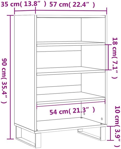 vidaXL Highboard Weiß 57x35x90 cm Holzwerkstoff 827236 Bild 9