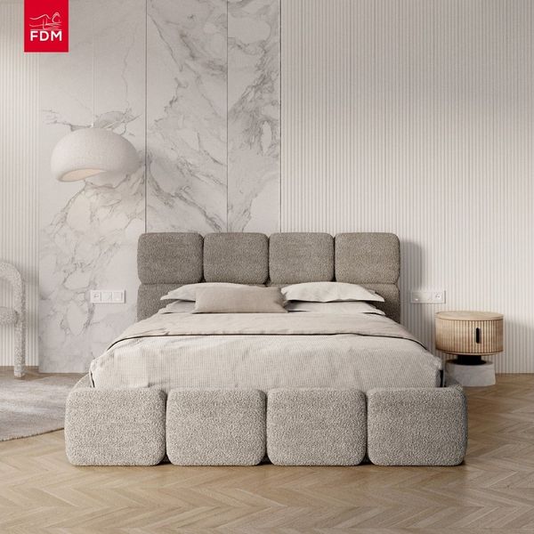 FDM Polsterbett CLOUDY Bettgestell Bett 140x200, 160x200, 180x200 cm Bestseller (verfügbar 140x200 160x200 180x200 cm, Bettrahmen, Bett, mit großen gepolsterten Kopfteil, mit Bettkasten zum aufklappen), Hebbarer Metallrahmen, Bettkasten, ohne Matratze