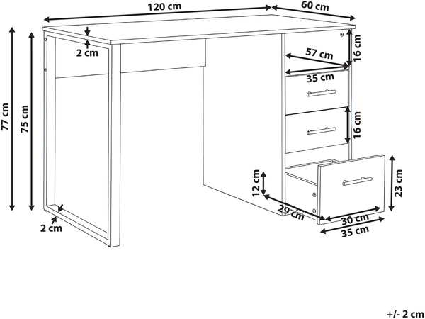 Schreibtisch ZERLAY Weiß 120 cm 60 cm Bild 2
