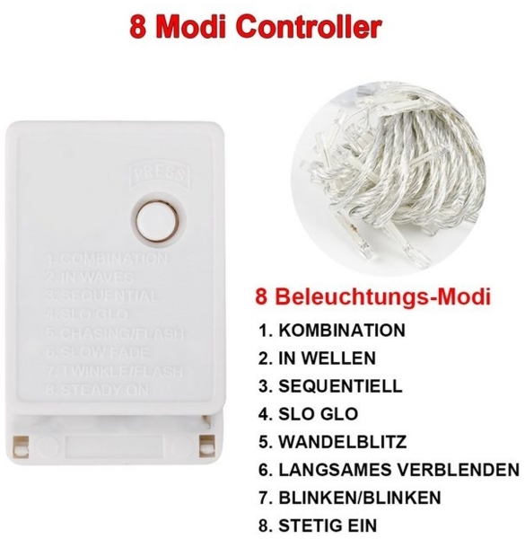 Sunicol Lichterkette 10-100M 8 Modi Lichterkette mit Stecker, für DIY Schlafzimmer Party Garten Hochzeit Deko Bild 4