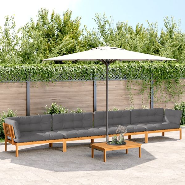 vidaXL 5-tlg. Garten-Sofagarnitur aus Paletten mit Kissen Akazienholz 3209506