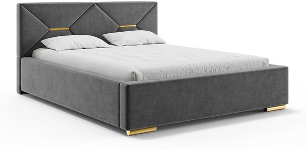 MEBLINI Polsterbett 160x200 ohne Lattenrost ohne Matratze – LIZZY – Dunkelgrau Samt – Doppelbett ohne Bettkasten - Stauraumbett - Kopfteil Bett ohne Stauraum Bild 2