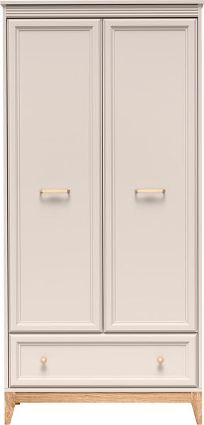 AX LIVING Kleiderschrank Nymphen Cashmere 2 Türen Schublade MDF Eiche Beine