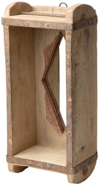 Ziegelform alte Backsteinform innen mit Raute-Spiegel Holz Kiste Unika