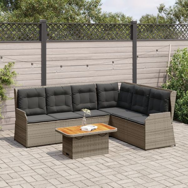 vidaXL 5-tlg. Garten-Lounge-Set mit Kissen Grau Poly Rattan 3262472