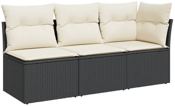vidaXL Gartensofa mit Kissen 3-Sitzer Schwarz Poly Rattan 366014 Bild 2