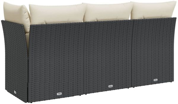 vidaXL Gartensofa mit Kissen 3-Sitzer Schwarz Poly Rattan 366014 Bild 6