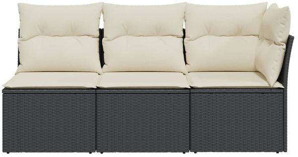vidaXL Gartensofa mit Kissen 3-Sitzer Schwarz Poly Rattan 366014 Bild 4