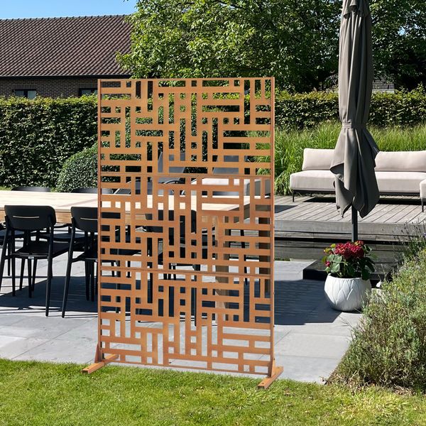 Trennwand Bernalda 180x120 cm Stahl Edelrost [casa. pro]