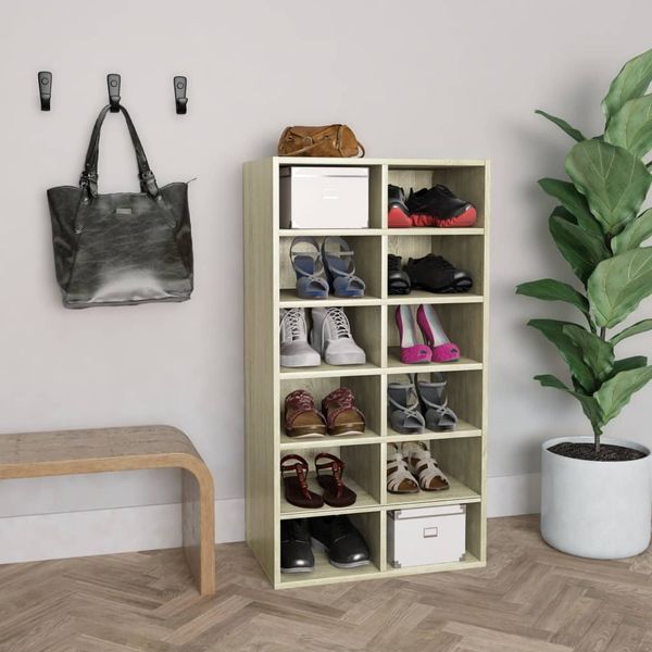 vidaXL Schuhregal Sonoma-Eiche 54x34x100,5 cm Holzwerkstoff 800399