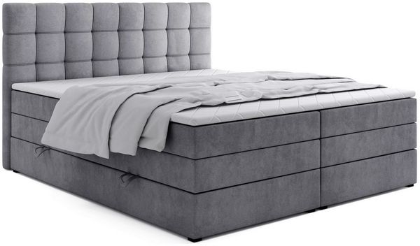 Labett Boxspringbett mit Bettkasten Doppelmatratze & Topper IGELLA KING 180x200 200x200 (Doppelbett, Bettkasten, Matratze, Topper), Bonellfederkern- und Taschenfederkernmatratze