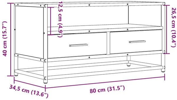 vidaXL TV-Schrank Grau Sonoma 80x34,5x40 cm Holzwerkstoff und Metall 848812 Bild 10