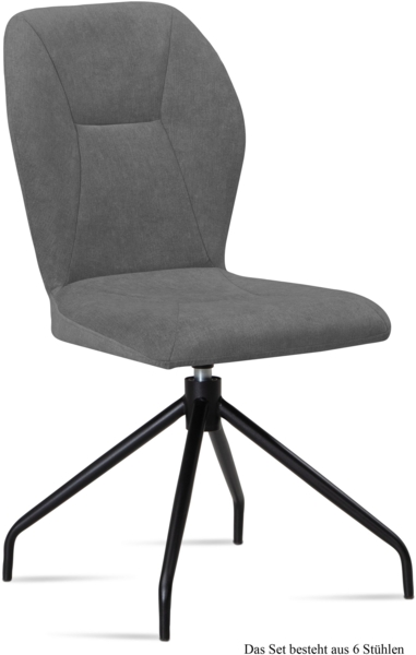Esszimmerstuhl drehbar (6er-Set) Dorene 51 x 92 x 60 Schwarz/Grau