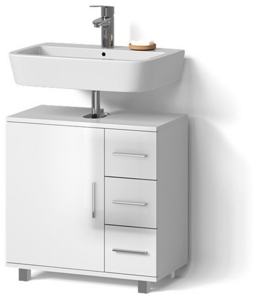 Livinity® Waschbeckenunterschrank Eisak, Weiß Hochglanz, 60x60.8 cm