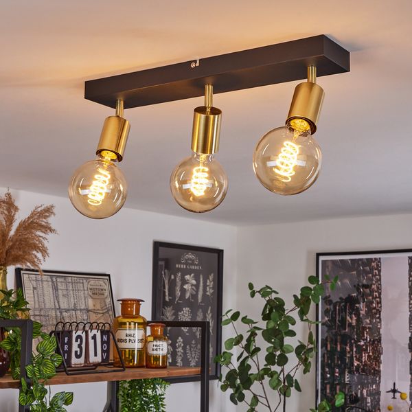 hofstein Deckenleuchte »Seano« Deckenlampe aus Metall in Schwarz/Messing, ohne Leuchtmittel, Moderne e Zimmerlampe, Leuchtenköpfe sind dreh-/schwenkbar, 3xE27