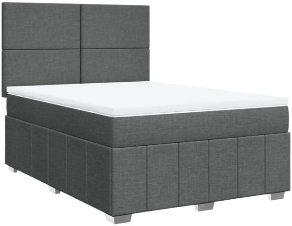 vidaXL Boxspringbett mit Matratze Dunkelgrau 140x200 cm Stoff 3291685