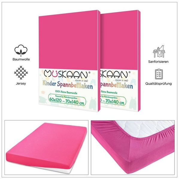 TRENDBUY24 Spannbettlaken Kinder Spannbettlaken 60x120 - 70x140 cm, Baumwolle, Gummizug: ja, (1 Stück), JERSEY