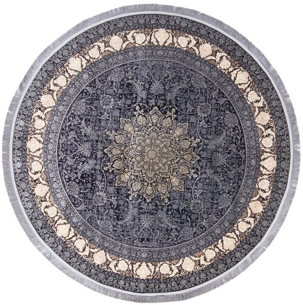 Orientalischer Webteppich - Golden Glam 200 x 200 cm - dunkelblau - rund