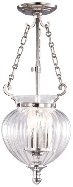 Pendelleuchte, Deckenlampe, Glas Stahl Nickel, D 22 cm