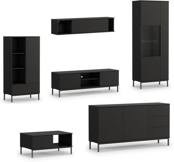 AX LIVING Möbel für Wohnzimmer Queba 2 – Stilvolles Modern in Schwarz