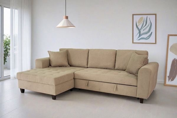 Trends by HG Ecksofa Moritz L-Form, B: 265 cm, mit Bettfunktion, Bettkasten & Zierkissen