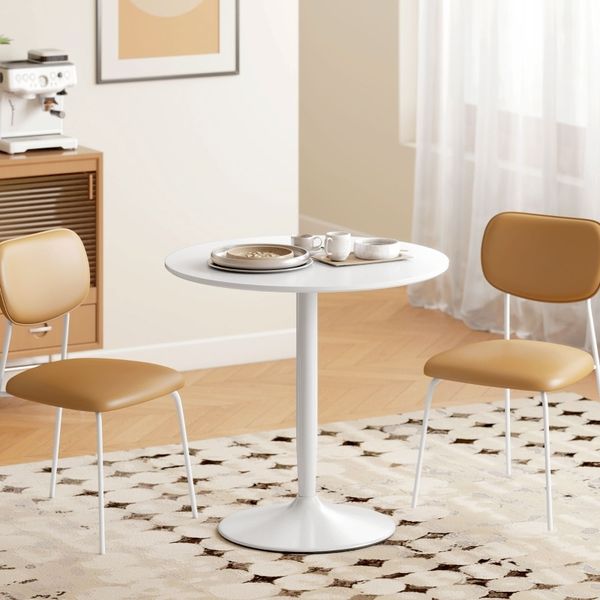 Runder Küchentisch Ø80cm, platzsparend, Spanplatte lackiert, Stahlgestell rutschfest, vielseitig für kleine Räume, modern
