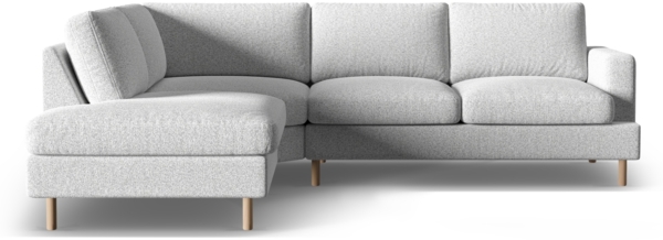 Micadoni Symmetrisches Ecksofa Aliya 4-Sitzer Links Strukturierter Stoff Hellgrau Melange