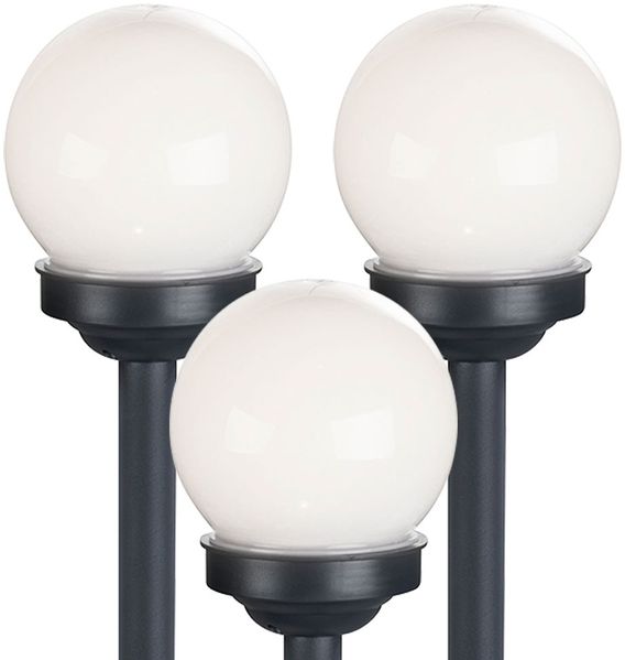 3er Set LED Solarkugel weiß, Erdspieß, DxH 10x38 cm