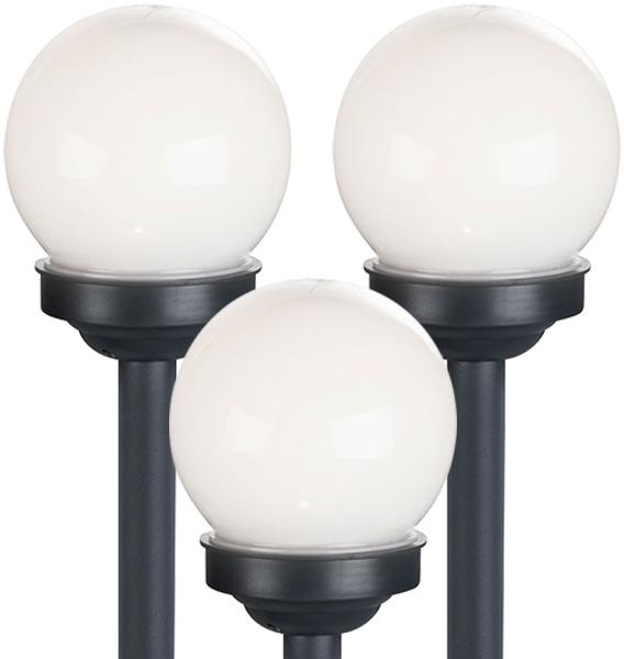 3er Set LED Solarkugel weiß, Erdspieß, DxH 10x38 cm
