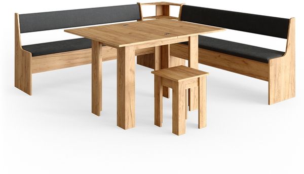 Eckbankgruppe Roman Goldkraft Eiche 210 x 210 cm mit Tisch Vicco