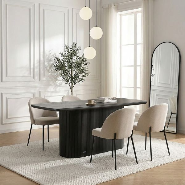 HOME DELUXE Esstisch Eiche geölt RABOS Schwarz - 160 x 90 cm