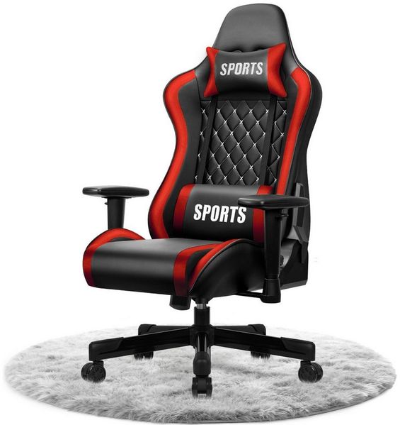 Adormii Gaming-Stuhl Gaming stuhl mit verstellbaren Armlehnen, ergonomisch gaming chair (90°–170° neigbar und arretierbar, gamingstuhl mit gepolsterter Kopfstütze und Lendenkissen, pc stuhl gaming mit verdicktem Sitzkissen, 10cm höhenverstellbarem Sitz...