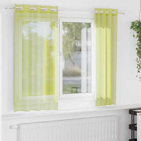 vidaXL Voile Vorhänge mit Ösen 2 Stk. Apfelgrün 140x175 cm 4102054