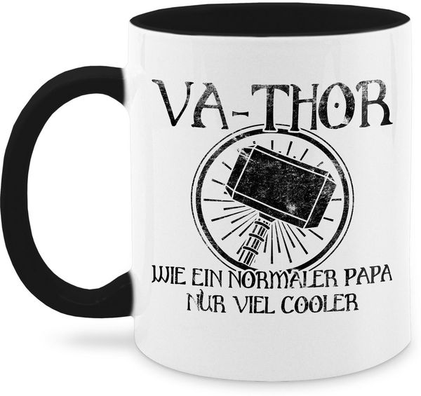 Shirtracer Tasse Vathor wie ein normaler Papa nur viel cooler - schwarz, Keramik, Geschenk Vatertag Kaffeetasse