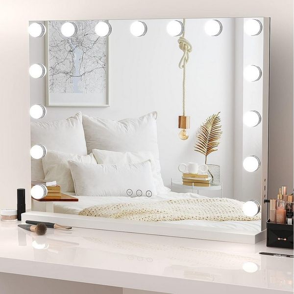 Dripex Schminkspiegel 14 LED Hollywood Schminktischspiegel Spiegel 3 Farbtemperatur Licht