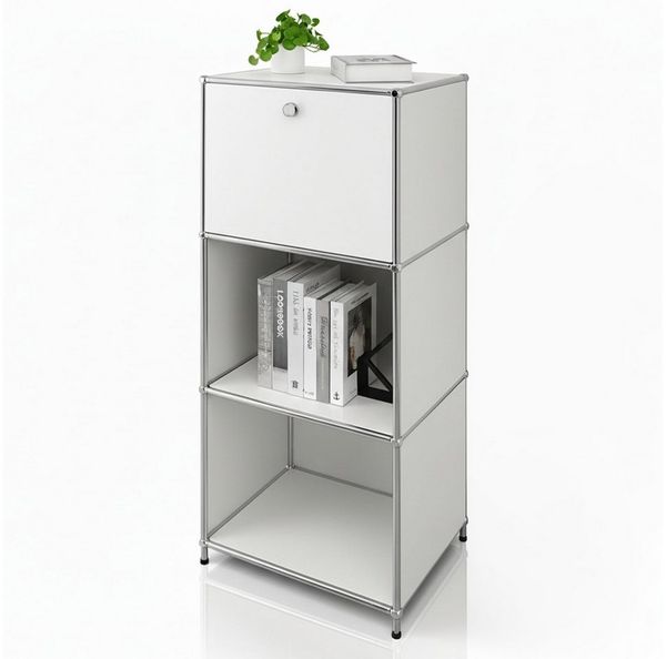 Floordirekt Standregal Concept Epure Metallregal MK-107 – mit Ablagen & verschließbarem Fach, 50 x 40 x 121 cm, modernes Aufbewahrungsregal für Bad, Küche & Büro