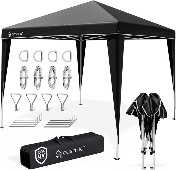 CASARIA® 'Capri' Pop-Up Faltpavillon inklusive Tasche, wasserdicht, UV-Schutz 50+, Stahl / Polyester, Schwarz, 3x3 m