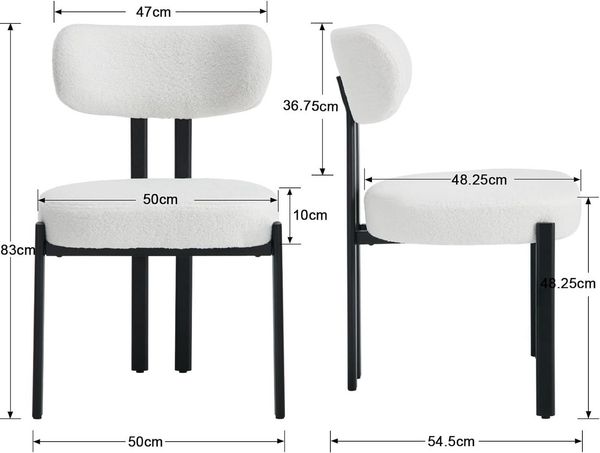 WAHSON OFFICE CHAIRS Esszimmerstuhl aus Teddystoff 2er Set Küchenstuhl mit Metallbeinen, Polsterstühle (4 St)