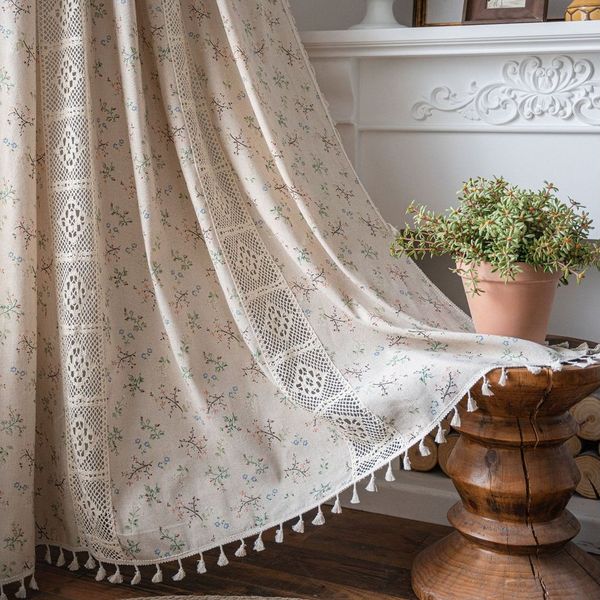 Minicloss Vorhang Boho-Vorhänge, Landhausstil Verdunkelungsvorhänge, Vintage Paneelvorhänge, geeignet für Küche und Wohnzimmer