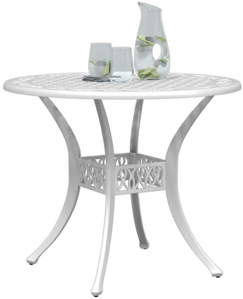 vidaXL Gartentisch Weiß Ø90x75 cm Aluminiumguss 4002809 Bild 4