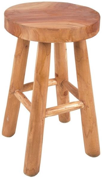 Spetebo Teak Hocker JOLO handgefertigt 29 cm - geölt - Massiver Holzhocker aus Handarbeit - Holz Sitz Hocker Blumen Ständer massiv Natur