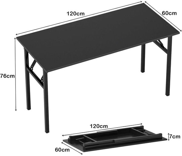 Klapptisch Computertisch 120x60x75 cm Büro Schreibtisch Schwarz Bild 3