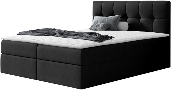 Boxspringbett Cleofas , Schwarz, 200 x 200 cm, Webstoff