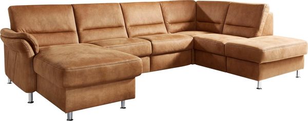 Die PlanBar Wohnlandschaft ZE-EM16033 U-Form, Breite 316 cm, 4 Teile, wahlweise mit Kopfstützen und echt bezogenem Rücken
